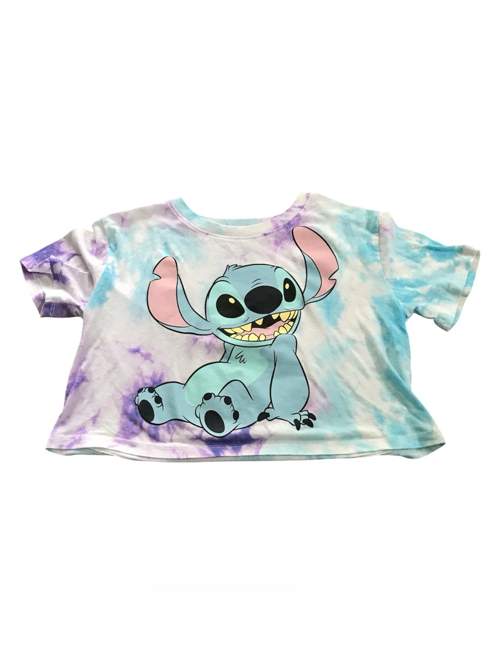 Disney Tie-Dye Stitch Cropped Tee - Blue & Purple Juniors XS